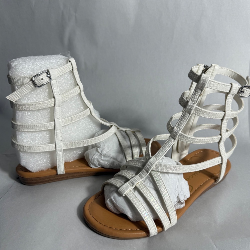 NIB Jessica Simpson Ronni Gladiator Sandals Strappy iridescent White Kids Size 1